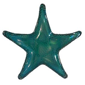 Aqua Teal Blue Iridescent Starfish Dish Trinket Nuts Candy